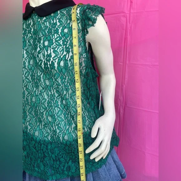 NWT Crochet see true green top with cap sleeves size XL - Picture 2 of 15